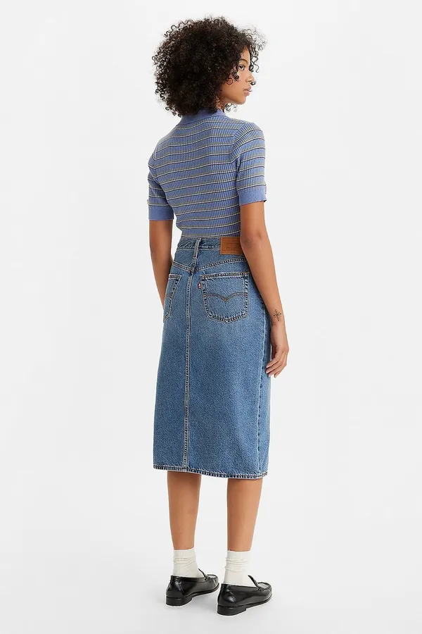 Юбка джинсова женская LEVI'S SIDE SLIT SKIRT MED INDIGO - WORN IN