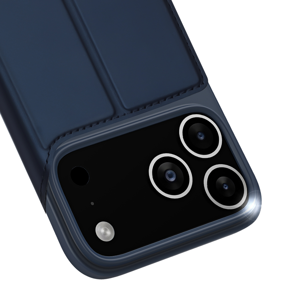 Чехол книжка синего цвета для смартфона iPhone 18 Pro Max и 17 Pro Max, серия Skin Pro Series от Dux Ducis