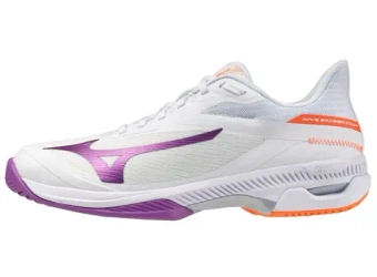 Женские Кроссовки теннисные Mizuno Wave Exceed Court AC - white/dahlia/lava orange