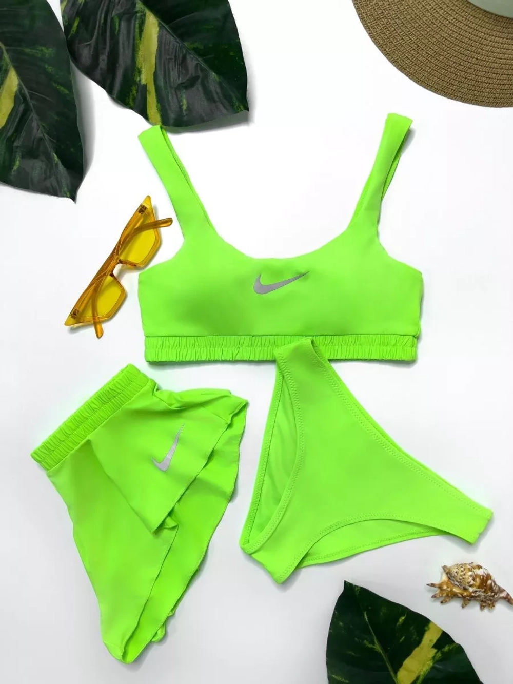 купальник раздельный Nike спортивный 3 в 1 топ с шортами