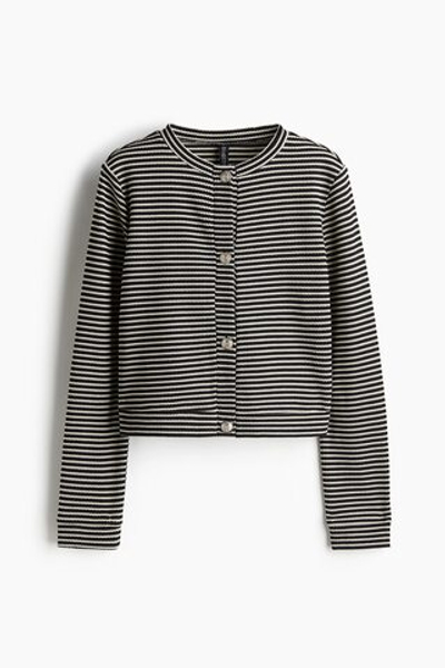 Фактурный трикотажный кардиган в полоску - H&M