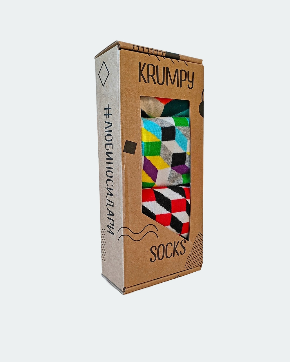 Носки р.40-45 "Bricks 3D" Комплект - 3 пары