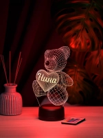 Ночник "Именной мишка Нина" - подарок девушке, девочке