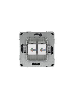 Розетка компьютерная 2-м KANT RJ45 кат.5E без шторки черн. уголь DKC 7012664