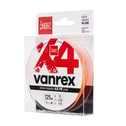 Плетеный шнур LUCKY JOHN Vanrex X4 BRAID Fluo Orange 125 м - 0,20 мм