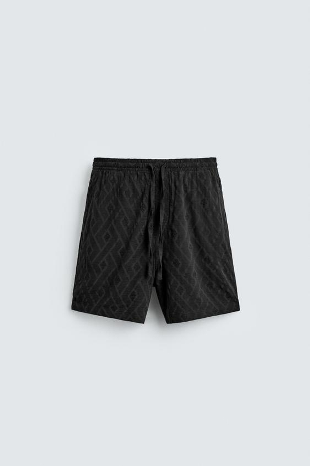 ZARA ШОРТЫ ИЗ ЖАККАРДА С ГЕОМЕТРИЧЕСКИМ РИСУНКОМ, ЧЕРНЫЙ