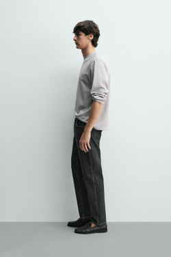ZARA ДЖИНСЫ REGULAR FIT ОБЛЕГЧЕННЫЕ, УГОЛЬНЫЙ