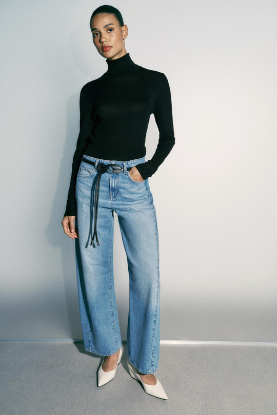 ZARA ДЖИНСЫ Z1975 BARREL С ВЫСОКОЙ ПОСАДКОЙ, ВЫЦВЕТШИЙ СИНИЙ