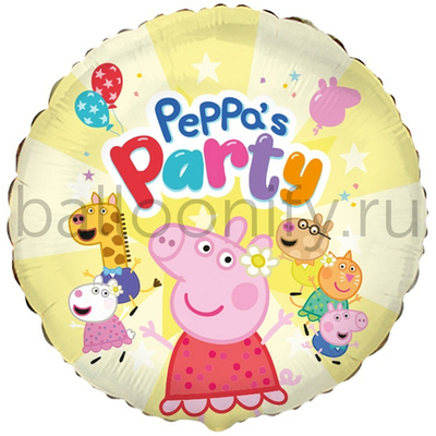 Фольгированная фигура, круг, PARTY Свинка Пеппа,18"/46СМ