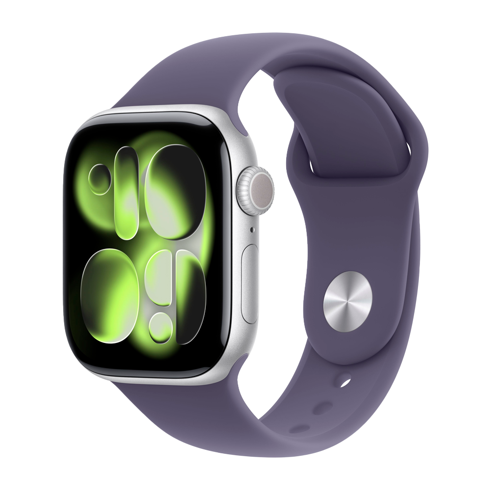 Умные часы Apple Watch Series 11 GPS, 42mm, Silver Aluminium Case with Purple Fog Sport Band, M/L