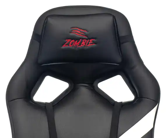 Кресло игровое Zombie Driver черный/белый экокожа с подголов. крестов. пластик