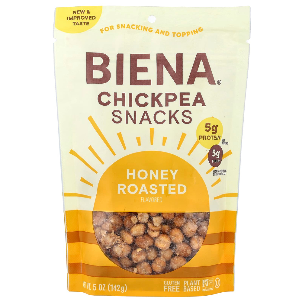 BIENA, Снеки из нута, обжаренный с медом, 142 г (5 унций)