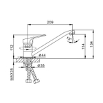 Смеситель для кухни 35к F4213 FRAP (плоский пов.излив, п/шпильку, без подводки, хром, силумин)