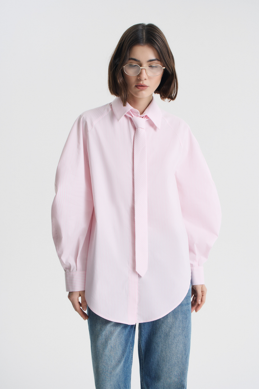 Рубашка оверсайз с галстуком — Fashion Rebels, розовый, фото 8