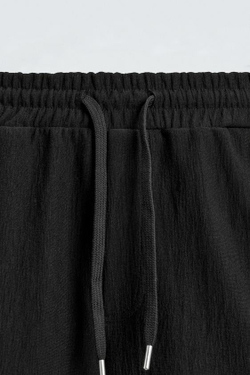 ZARA ШОРТЫ-ДЖОГГЕРЫ ИЗ РЕЛЬЕФНОЙ ТКАНИ, ЧЕРНЫЙ