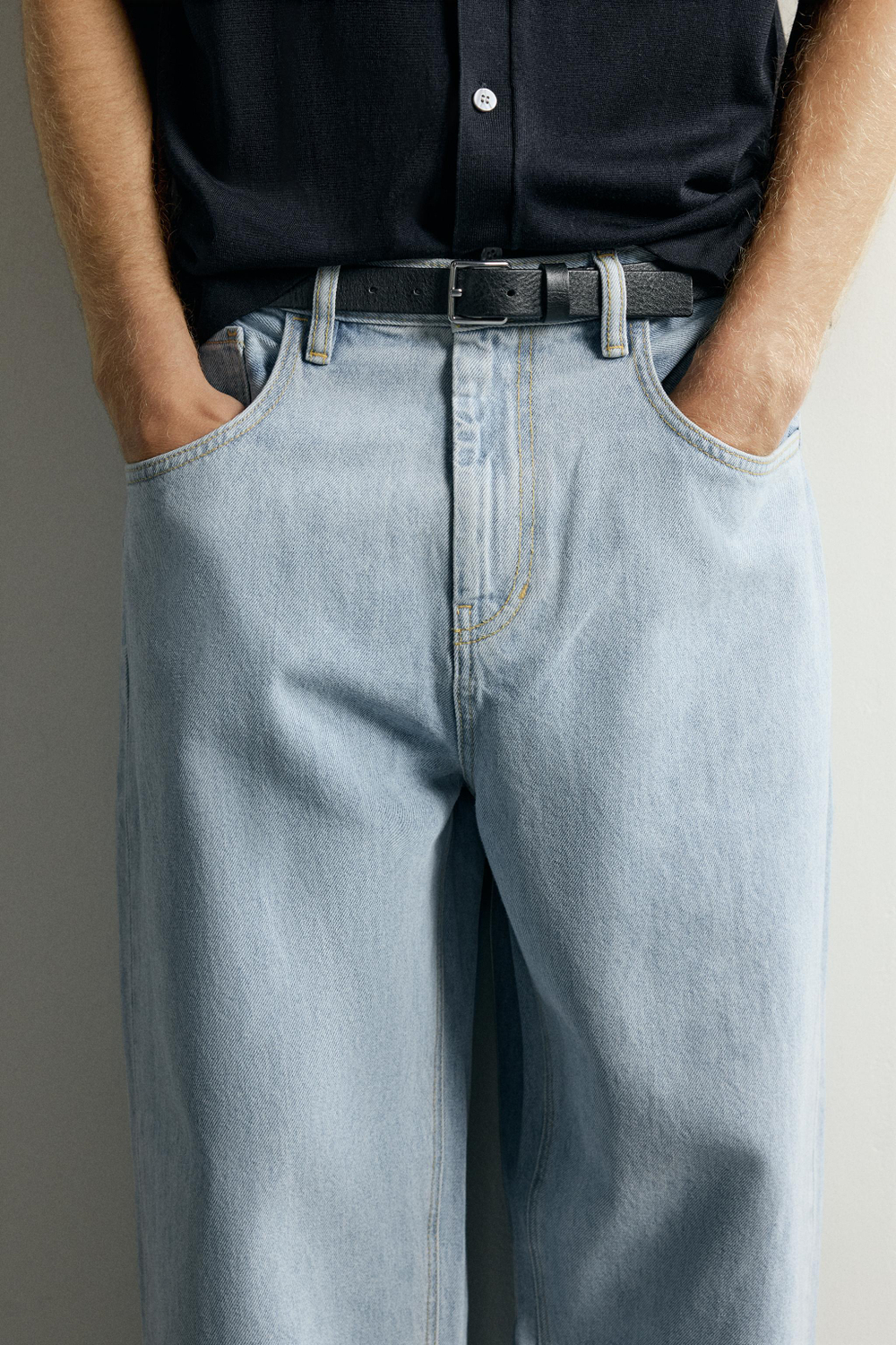 ДЖИНСЫ TAPERED WIDE FIT В ПОЛОСКУ — ZARA