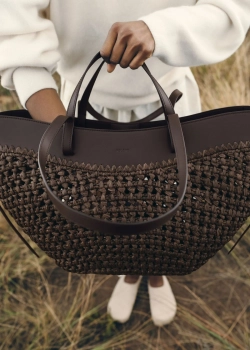 POLENE СУМКА CYME RAFFIA, ЦВЕТ ЧЕРНОГО ДЕРЕВА
