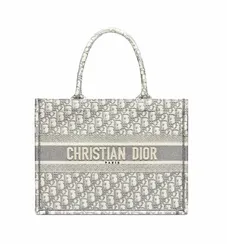 Сумка Dior Book Tote, модель маленького формата белый/серый