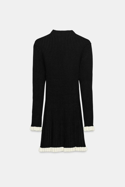 ZARA ТРИКОТАЖНОЕ ПЛАТЬЕ С ОБОРКАМИ, ЧЕРНЫЙ