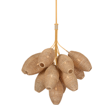 Corbett Karpathos Chandelier, 113 cm, Vintage Gold Leaf