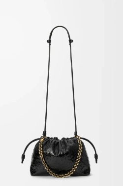 Loewe Сумка Flamenco среднего размера из лакированной кожи страуса с градиентным переходом цвета, черный