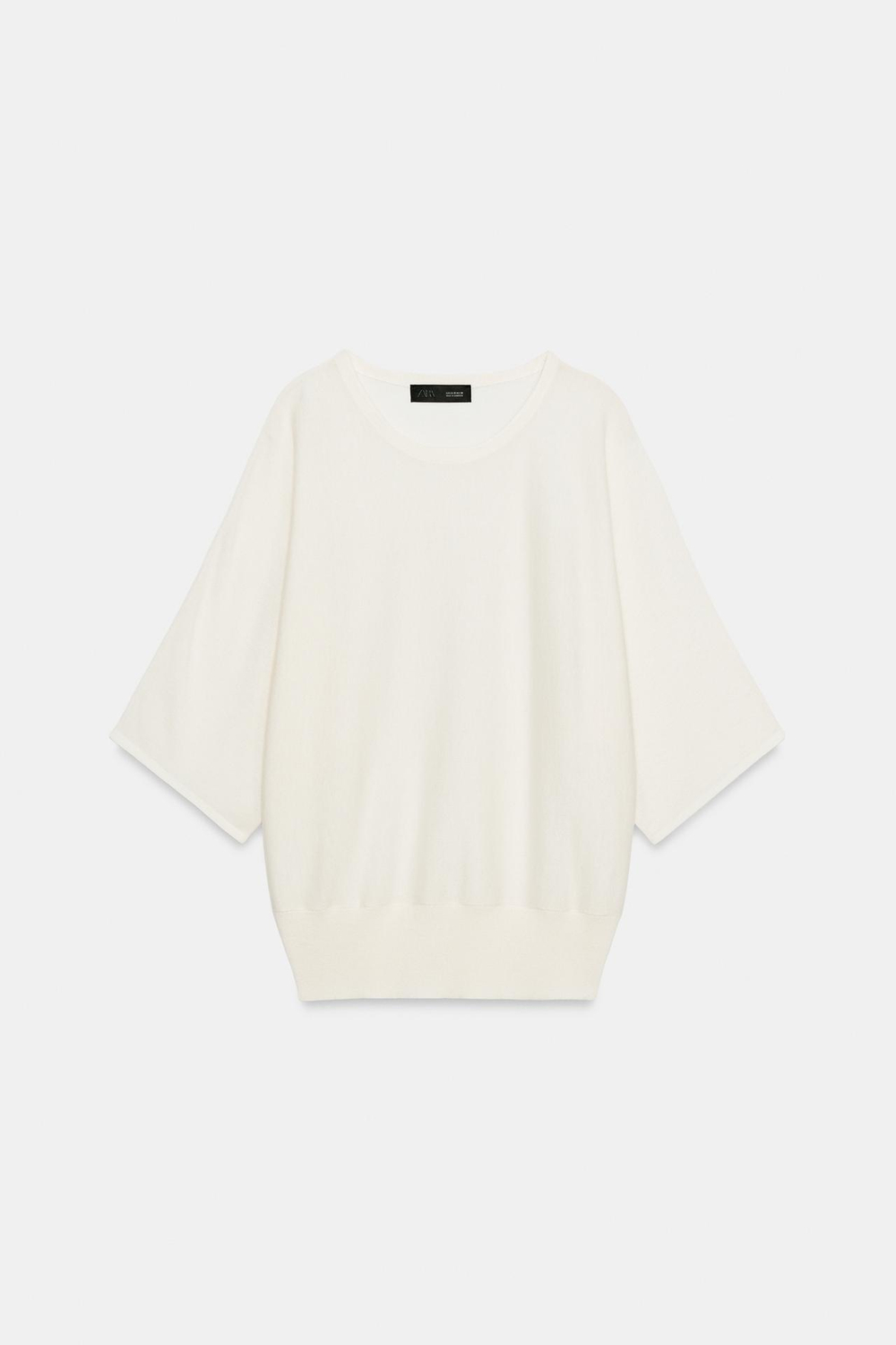 ZARA СВИТЕР С РУКАВАМИ 3/4, БЕЛЫЙ