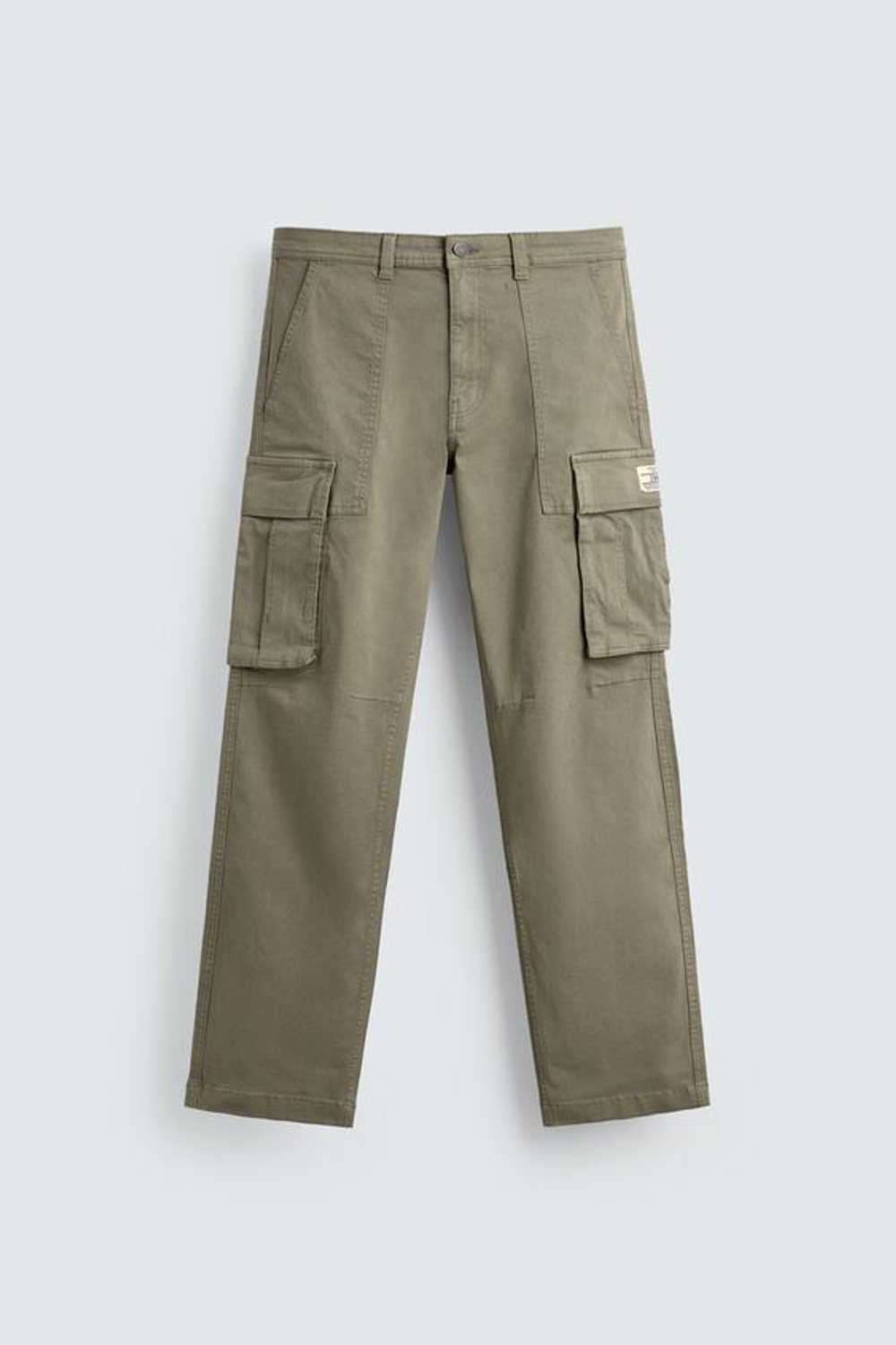 ZARA БРЮКИ КАРГО RELAXED FIT, СВЕТЛЫЙ ХАКИ