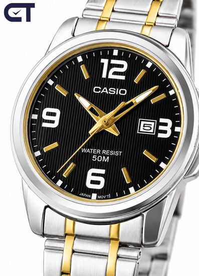 Casio LTP-1314SG-1A General часы наручные женские — двухцветная классика с чёрным циферблатом