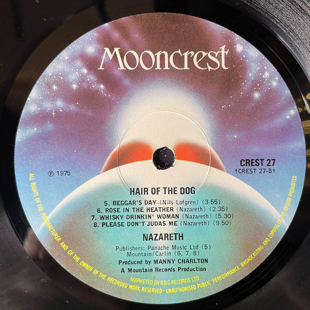 Винтажная виниловая пластинка LP Nazareth Hair Of The Dog (Англия 1975) Mooncrest