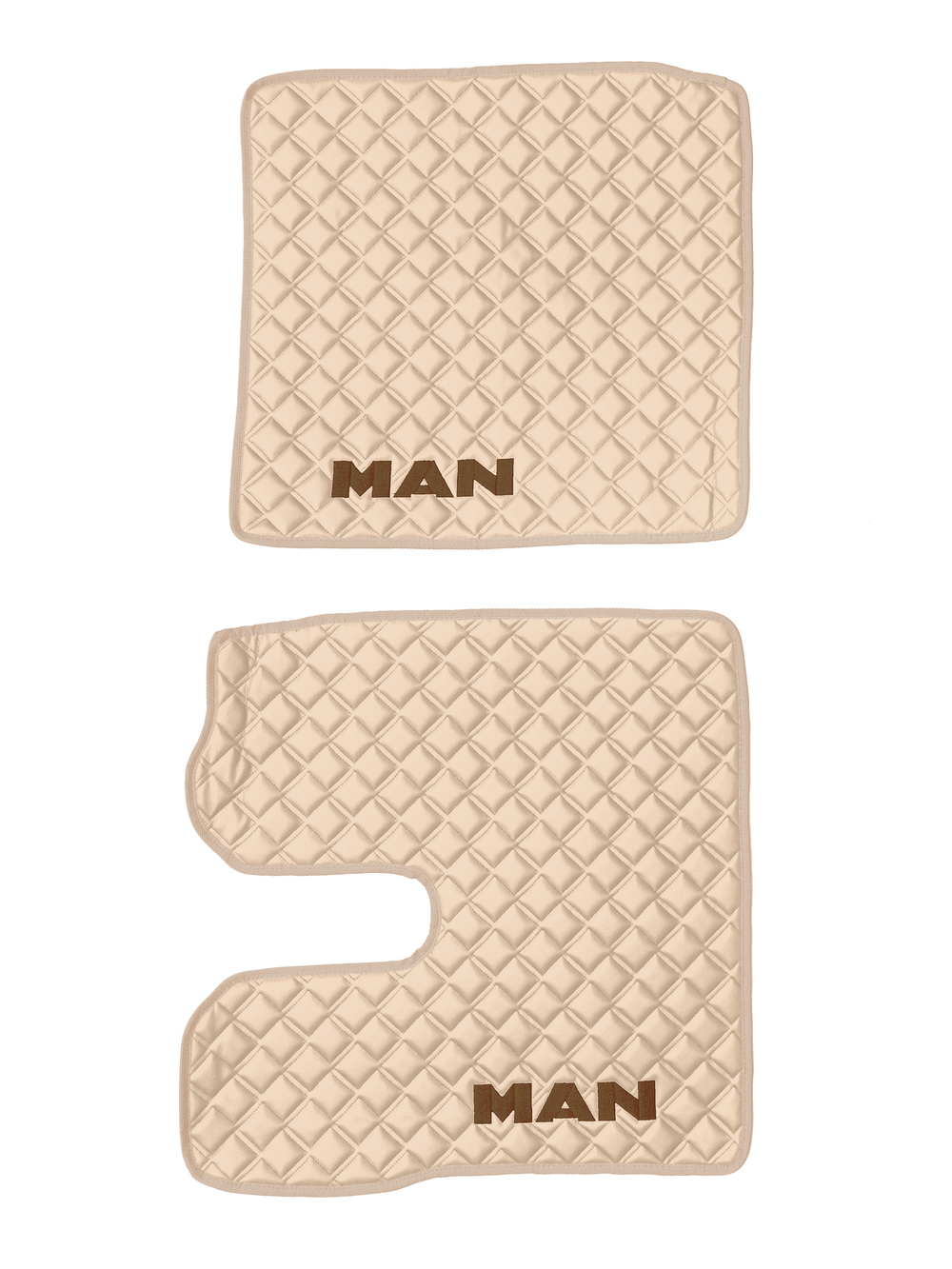 Ковры MAN TGX (автомат, механика) (экокожа, бежевый, бежевый кант, коричневая вышивка)