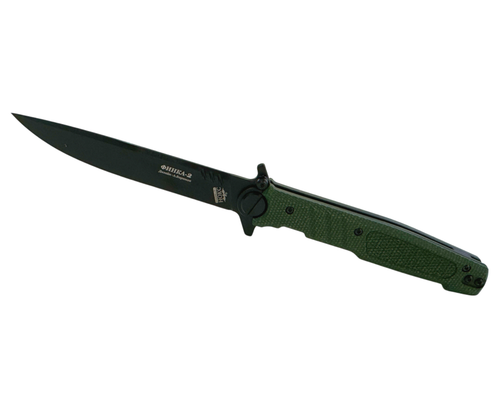 Складной нож Финка-2 Blackwash сталь D2, рукоять Olive , НОКС 349-700106