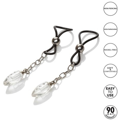 Регулируемые зажимы на соски Nipple Jewelry Crystal Teardrop (Цвет: серебряный)