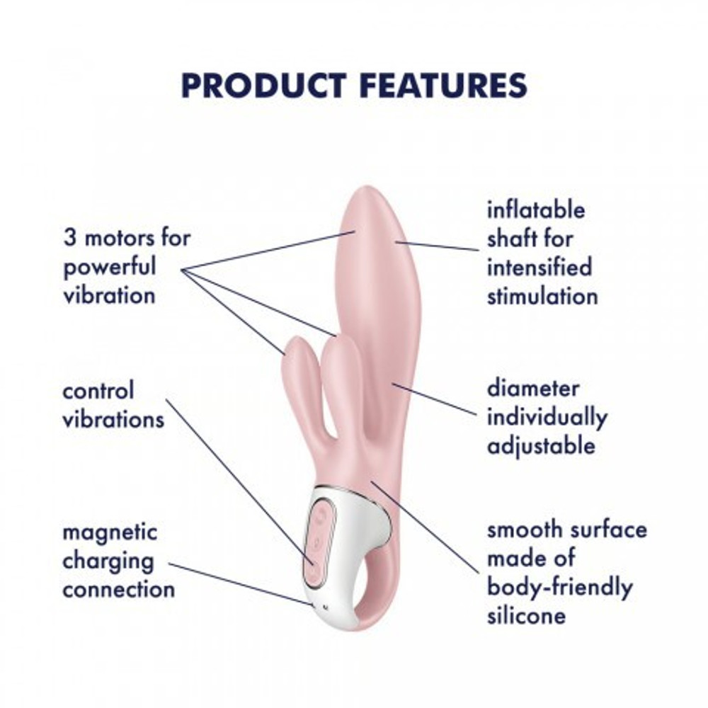 Вибратор-кролик с функцией расширения Satisfyer Air Pump Bunny 3 розовый
