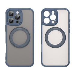 Чехол с магнитным поворотным кольцом-подставкой для iPhone 16 Pro Max, синий цвет рамок, поддержка MagSafe