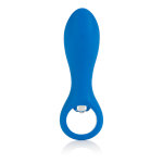 Голубой вибратор с ручкой-кольцом Posh Silicone O Probes - 15 см.