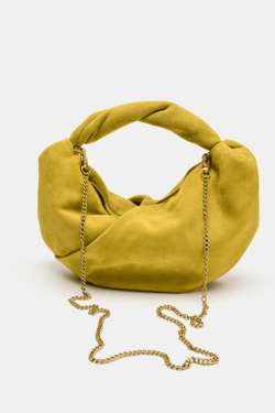 ZARA КОЖАНАЯ СУМКА СО СБОРКАМИ, ЛАЙМОВЫЙ ЗЕЛЕНЫЙ
