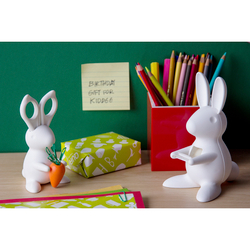 Ножницы+магнит со скрепками Qualy Bunny белый