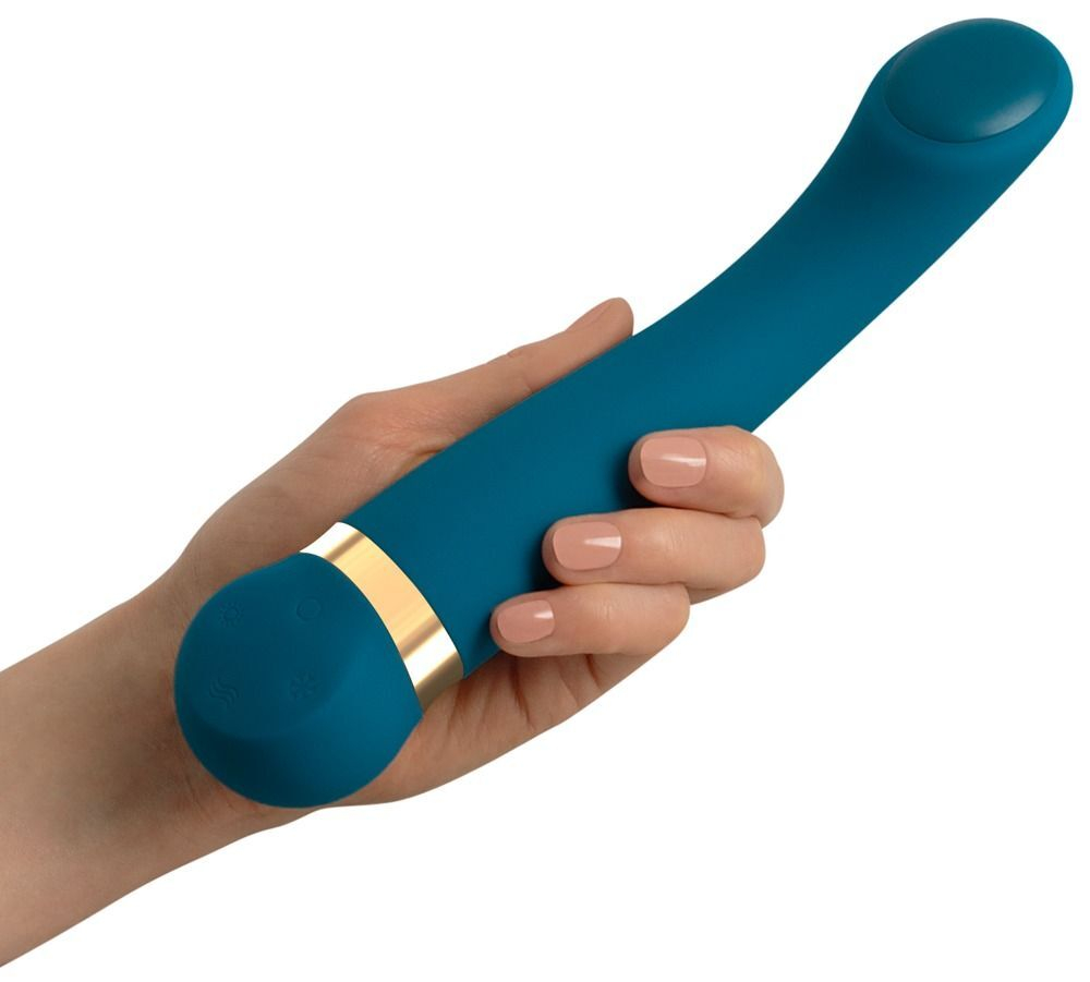 Бирюзовый вибромассажер с температурными режимами Hot n Cold Vibrator - 21,6 см. (Цвет: бирюзовый)