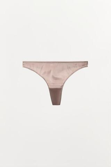 ZARA ШЕЛКОВЫЕ ТРУСЫ-ТАНГА 100%, ЦВЕТ РОЗОВОГО ДЕРЕВА