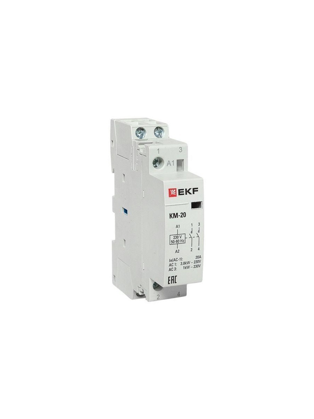 Контактор модульный КМ 20А 2NО (1 мод.) EKF km-1-20-20