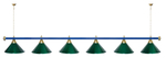 Лампа STARTBILLIARDS 6 пл. (плафоны зеленые,штанга зеленая,фурнитура золото)