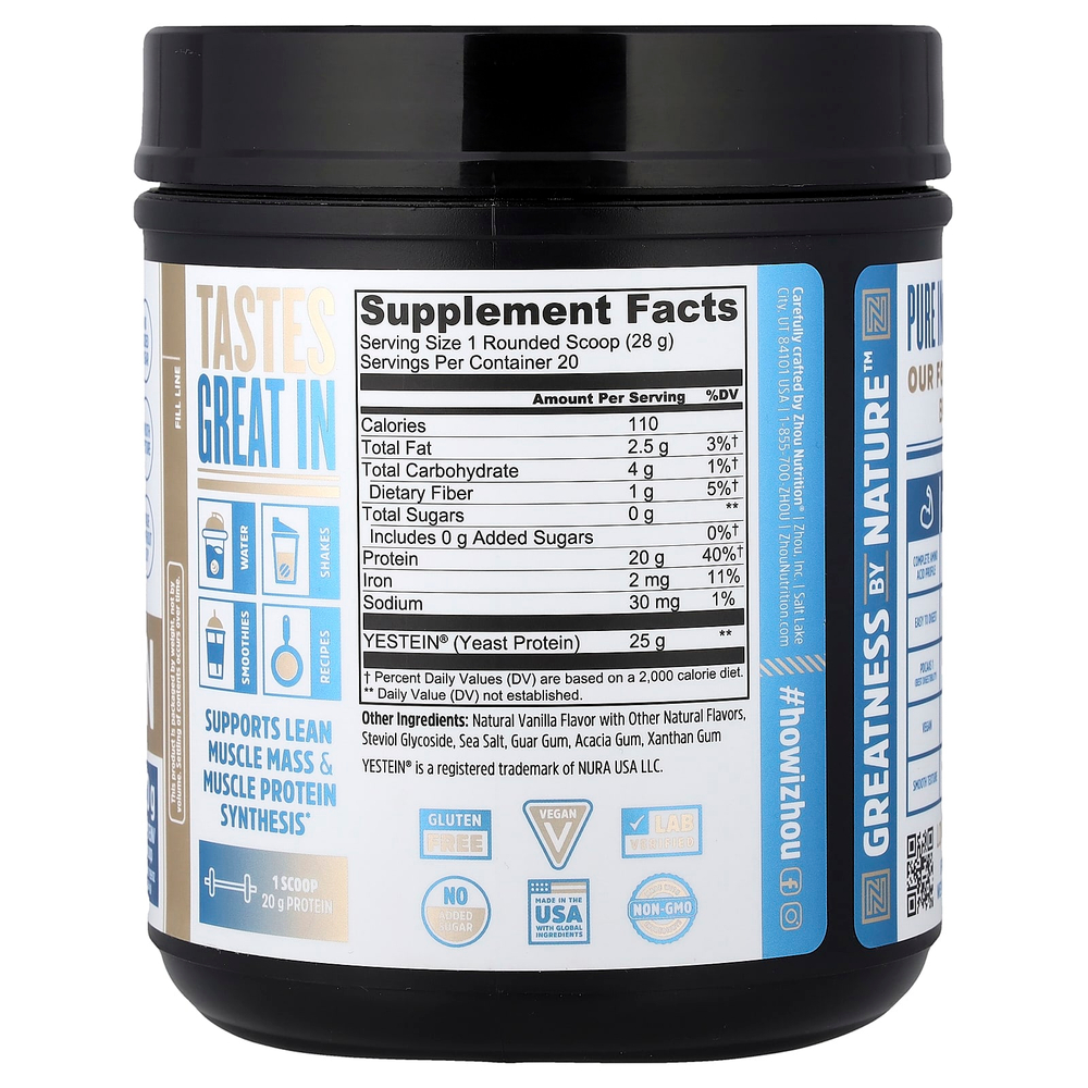Zhou Nutrition, полноценный протеин, со вкусом ванили, 564 г (19,9 унции)
