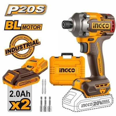 Аккумуляторный импульсный винтоверт 20В BL 285Hm 2хАКБ и ЗУ кейс INGCO CIRLI2028 INDUSTRIAL