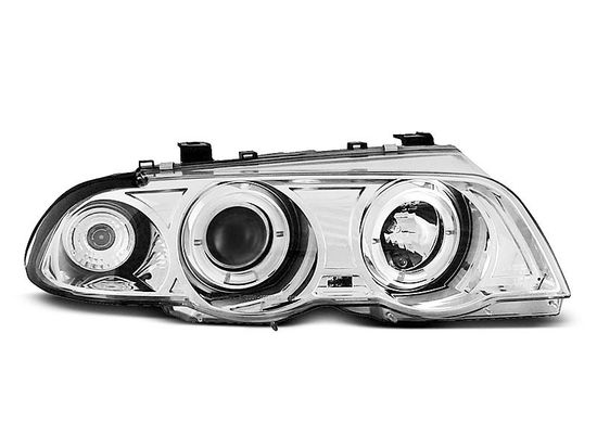 Передние фары Bmw 3 E46 angel eyes chrome