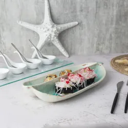 Блюдо овальное 32,8*15 см h4,5 см менажница 2 секции Sea Blue Frutti di Mare P.L. [1]