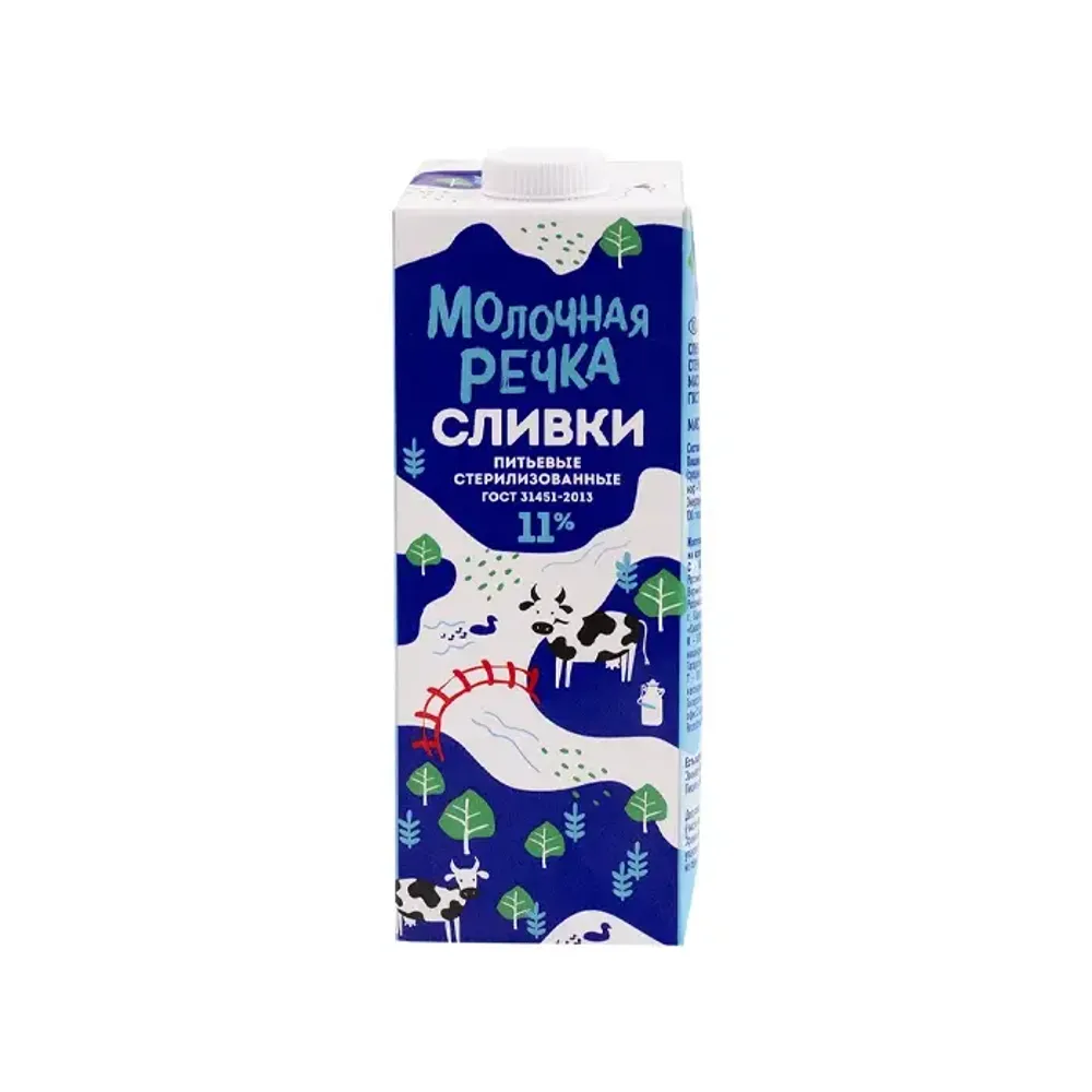 Сливки Молочная Речка 11% ПЭТ 1000гр