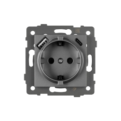 Механизм розетки с USB зарядкой SCT-MUAC-PL-GR-V (250V, 16A) (Arlight, -)