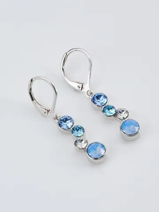 Серьги-подвески Эльза с голубыми кристаллами Swarovski
