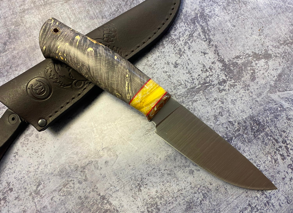 Нож Сокол, Bohler S390, макуме зуб мамонта, кап клена