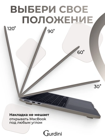 Чехол пластиковый Gurdini для Macbook Air 15" 2023 (A2941) Matte Series Grey